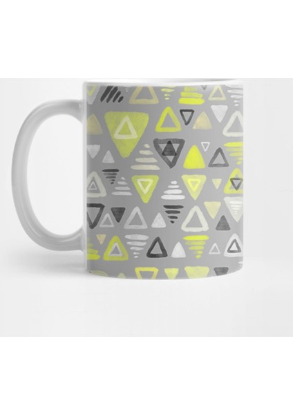 Summer Yellow Triangles On Grey Kupa Bardak