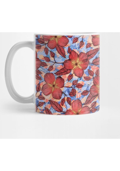 Coral Summer - A Hand Drawn Floral Pattern Kupa Bardak