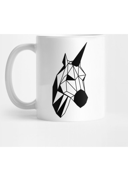 Low Poly Line Unicorn Black Kupa Bardak
