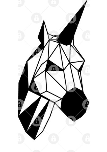 Low Poly Line Unicorn Black Kupa Bardak