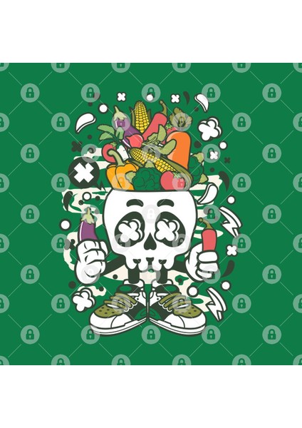 Vegetable Skull Head Kupa Bardak