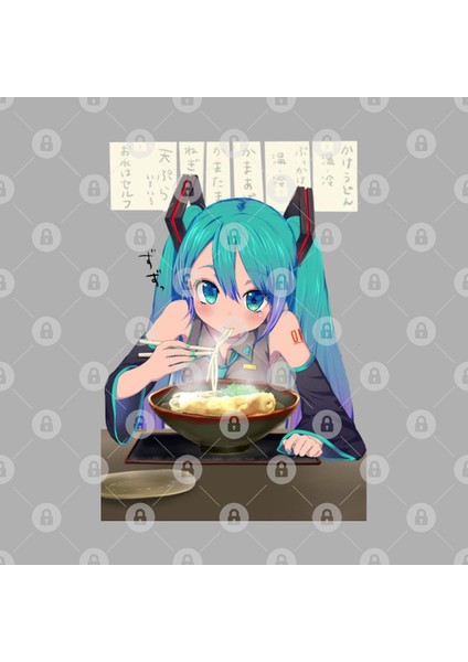 Miku Eat Ramen Kupa Bardak