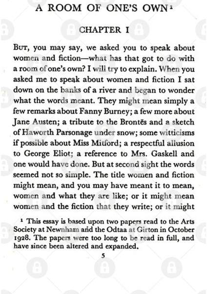 A Room Of One'S Own Virginia Woolf First Page Kupa Bardak