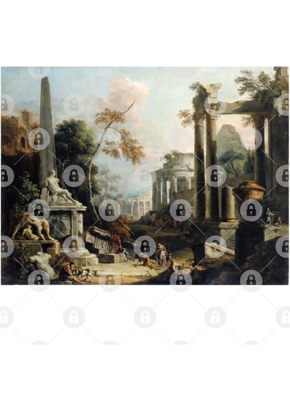 Marco Ricci And Sebastiano Ricci Landscape With Classical Ruins And Figures Kupa Bardak