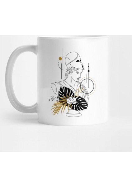 Athena (Minerva). Creative Illustration In Geometric And Line Art Style Kupa Bardak