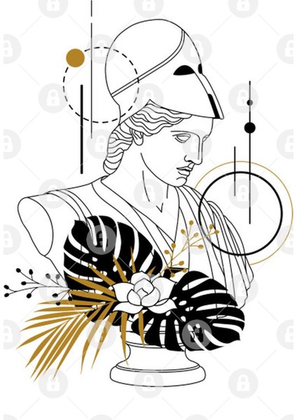 Athena (Minerva). Creative Illustration In Geometric And Line Art Style Kupa Bardak
