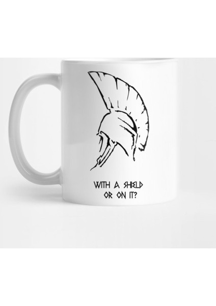 Spartan'S Helmet Black Print Kupa Bardak