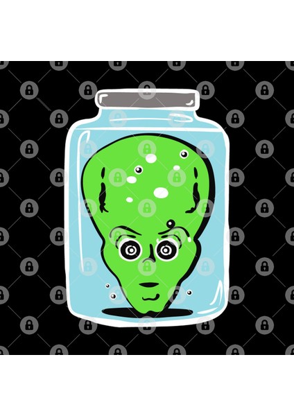 Halloween Retro Alien Head İn A Jar Kupa Bardak