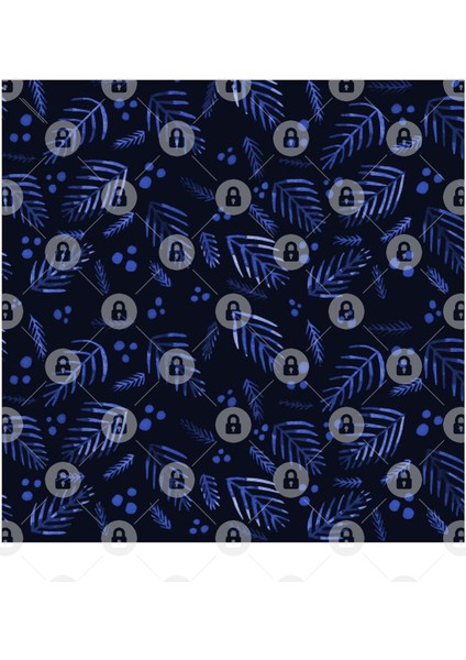 Christmas Tree Branches And Berries - Dark Blue Kupa Bardak