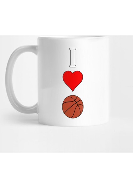 I Love (Heart) Basketball Vertical Sports Kupa Bardak
