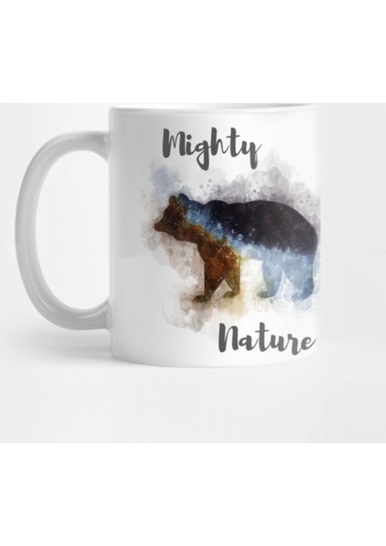 Mighty Nature Bear Watercolor Design Kupa Bardak