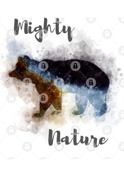 Mighty Nature Bear Watercolor Design Kupa Bardak