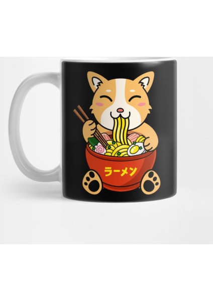 Corgi Eating Ramen Noodles Kupa Bardak
