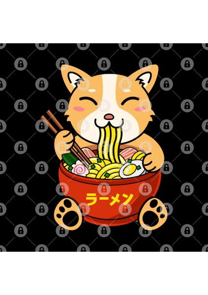 Corgi Eating Ramen Noodles Kupa Bardak