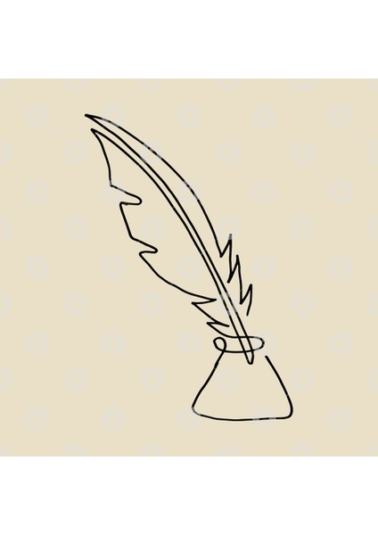 One Line Feather Kupa Bardak
