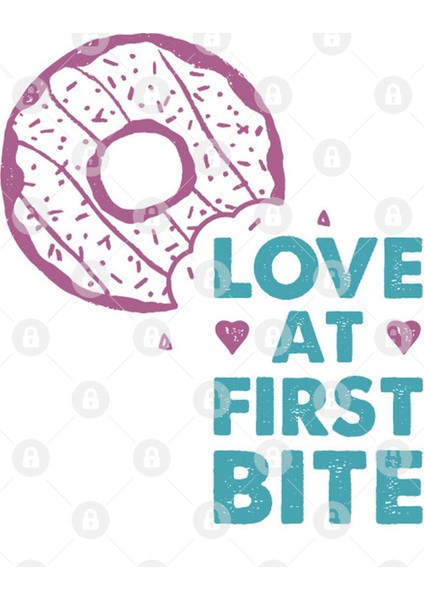 Hand Drawn Donut. Love At First Bite. Lettering. Kupa Bardak