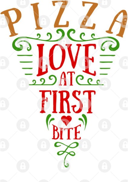 Pizza Slice. Love At First Bite. Lettering Kupa Bardak