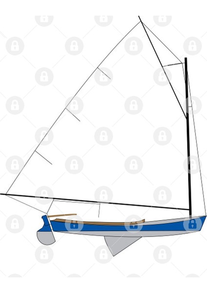Cotuit Skiff Sailboat - Dark Blue Kupa Bardak