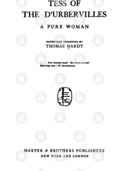 Tess Of The D'Urbervilles Thomas Hardy Title Page Kupa Bardak