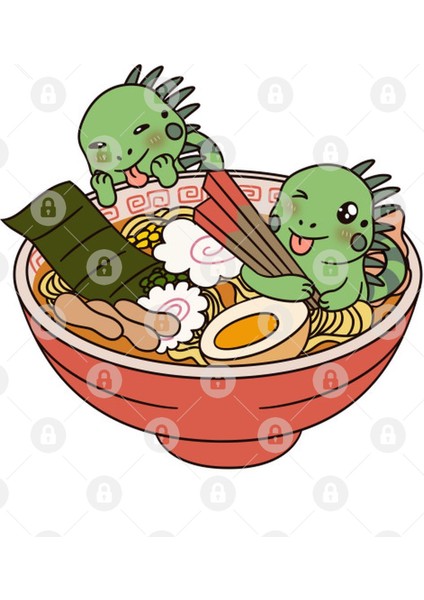 Iguana Kawaii Ramen Kupa Bardak