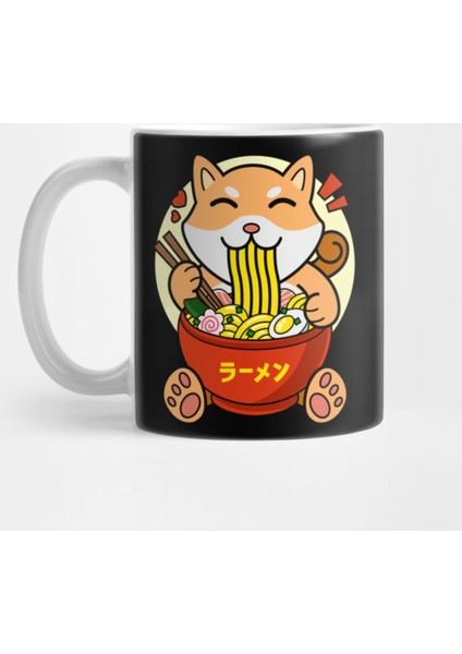 Kawaii Shiba Eating Ramen Noodles Kupa Bardak