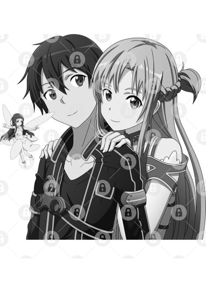 Kirito, Asuna & Yui (Grayscale) Kupa Bardak