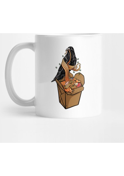 Amazing Crow Eating Delicious Ramen Box Kupa Bardak