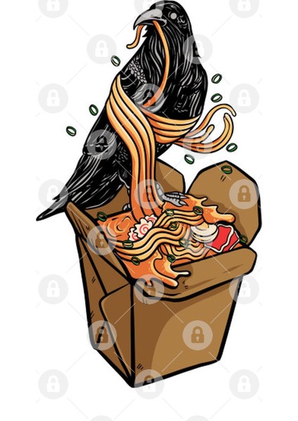 Amazing Crow Eating Delicious Ramen Box Kupa Bardak