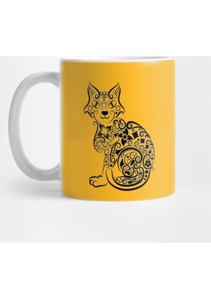 Cat Kitten Line Art Kupa Bardak