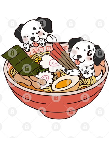 Dalmatian Kawaii Ramen Kupa Bardak
