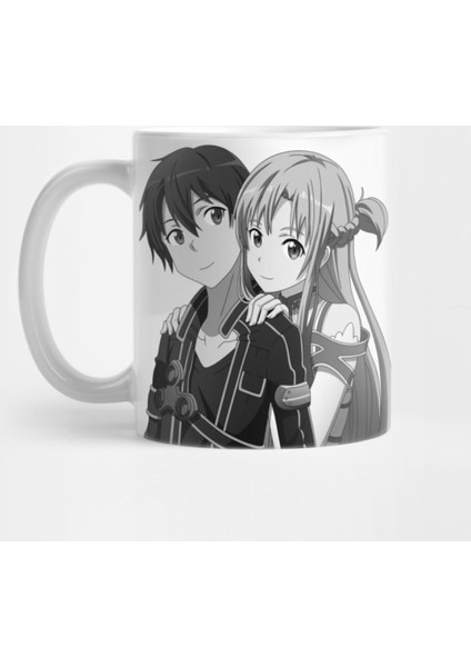 Kirito & Asuna (Grayscale) Kupa Bardak