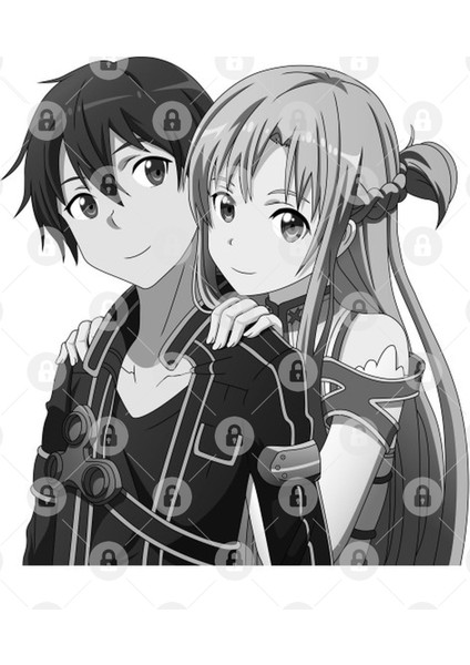 Kirito & Asuna (Grayscale) Kupa Bardak