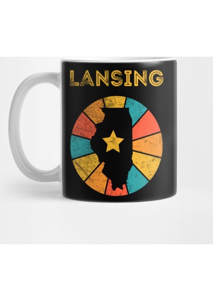 Lansing Illinois Vintage Distressed Souvenir Kupa Bardak