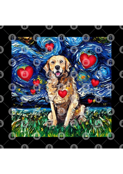 Golden Retriever Night With Hearts Kupa Bardak