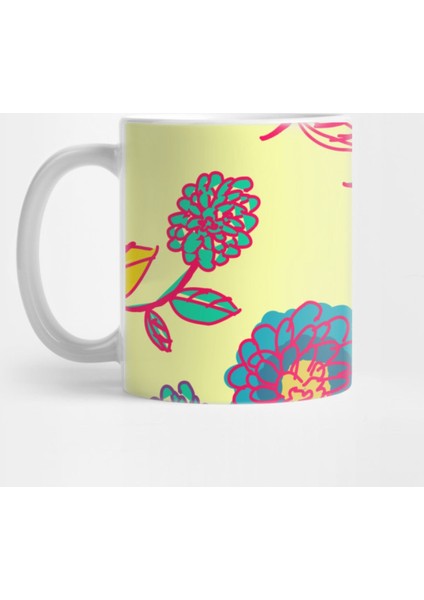 Summer Flowers İn Dusty Yellow Kupa Bardak
