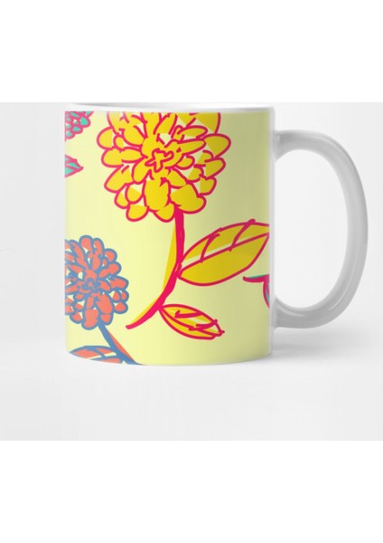 Summer Flowers İn Dusty Yellow Kupa Bardak