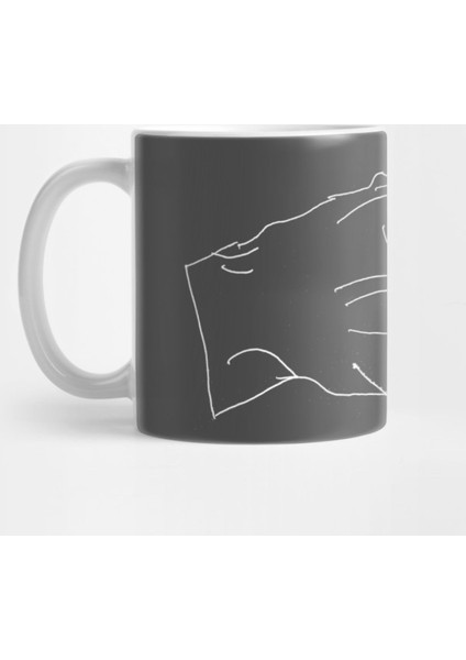 Drawing Of Hand White Line Kupa Bardak