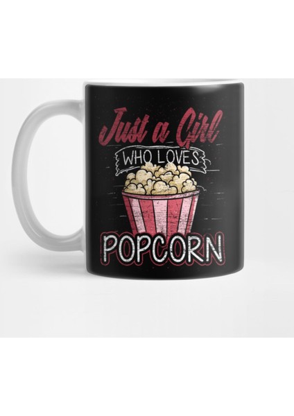Popcorn Girl Retro Cinema Kupa Bardak