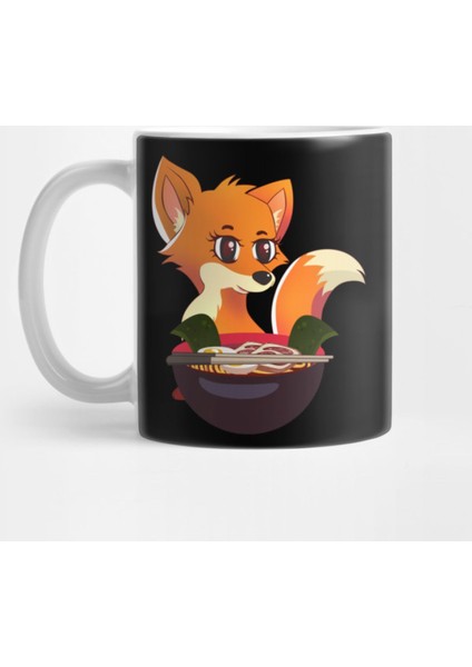 Chibi Anime Fox Ramen Lover Kupa Bardak