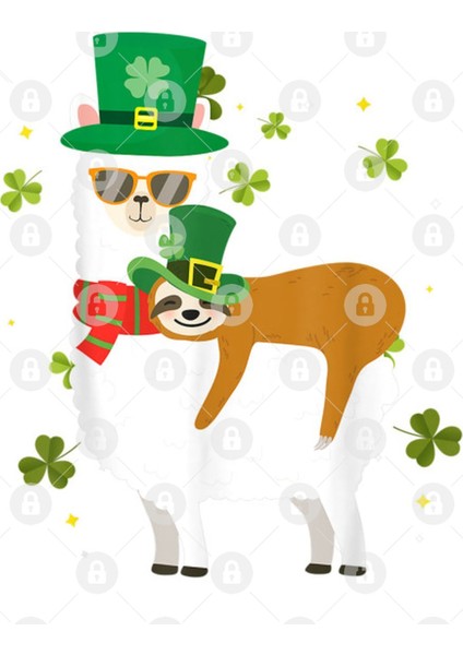 Sloth St Patricks Day Leprechaun Riding Llama Shamrock Gift Kupa Bardak