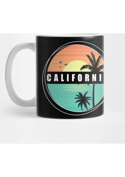 California Palm Tress Sunset Horizon Design Gift Idea Kupa Bardak
