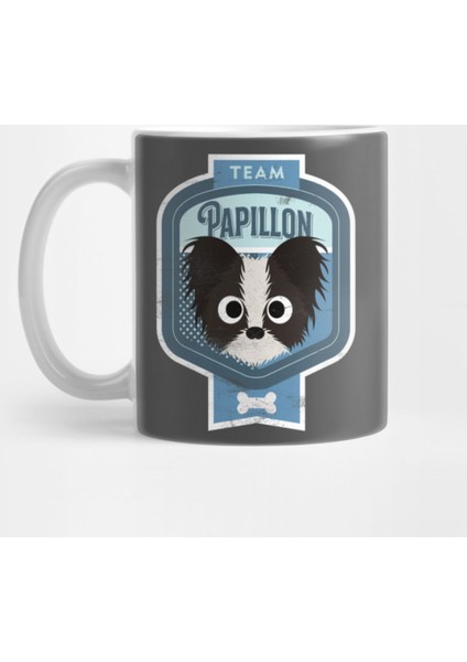 Team Papillon - Distressed Butterfly Dog Beer Label Design Kupa Bardak