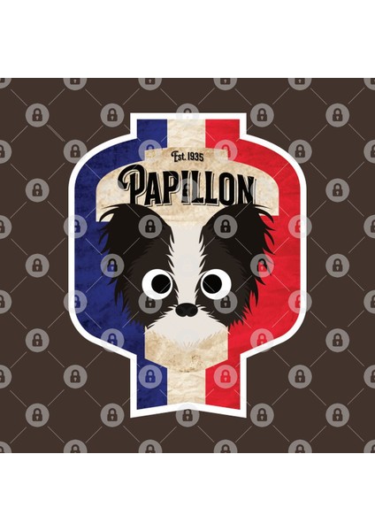 Papillon - Distressed French Butterfly Dog Beer Label Design Kupa Bardak