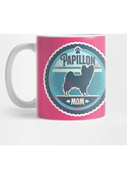 Papillon Mom - Distressed Butterfly Dog Silhouette Design Kupa Bardak
