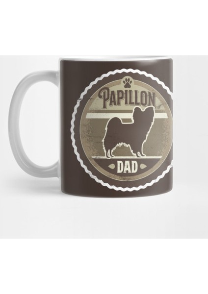 Papillon Dad - Distressed Butterfly Dog Silhouette Design Kupa Bardak