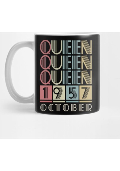 1957 - Queen October Retro Vintage Birthday Kupa Bardak