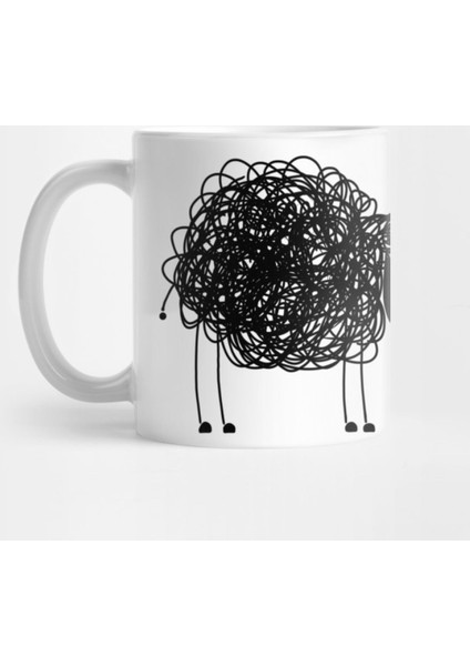 Black Sheep Line Art Kupa Bardak