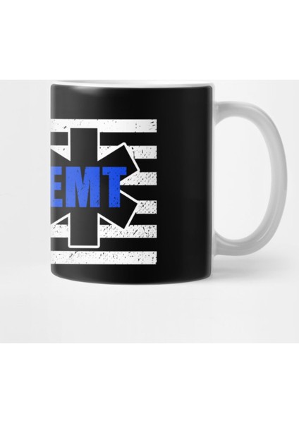 Paramedic Flag - Thin White Line Flag - Emergency Medical Technician Kupa Bardak