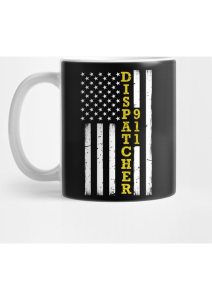 Thin Gold Line Flag 911 Dispatcher Kupa Bardak