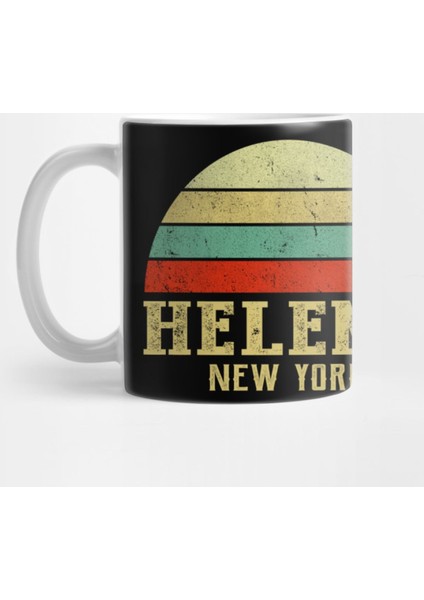 Helena New York Vintage Retro Sunset Kupa Bardak